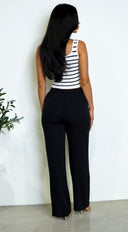 Cora Linen Pants in Black styled outfit flat lay