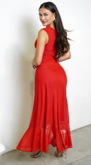 Ascent Off Shoulder Maxi Dress - Red