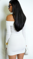 Kimia Off Shoulder Long Sleeve Mini Dress - White