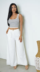 Calia Linen Wide Pants in White back view on model
