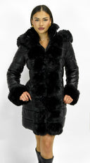 Glacier PU Puffer Fur Jacket - Black