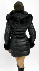 Glacier PU Puffer Fur Jacket - Black