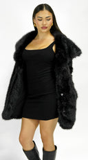 Cascade Faux Fur Coat - Black