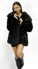 Cascade Faux Fur Coat - Black