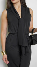 Eclisse Front Tie Jumpsuit - Black