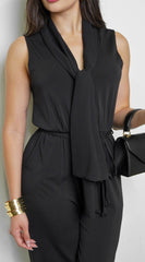 Eclisse Front Tie Jumpsuit - Black