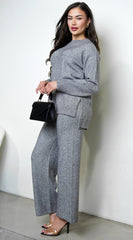 Kara Knit Sweater Set - Gray