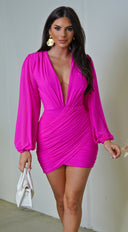 Deniz Surplice Mini Dress - Pink