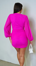 Deniz Surplice Mini Dress - Pink