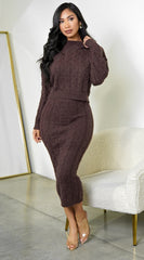 Sam Cable Knit Set - Brown
