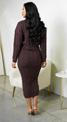 Sam Cable Knit Set - Brown