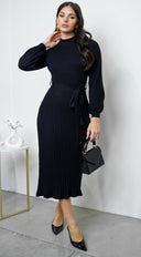 Harbin Sweater Midi Dress - Black