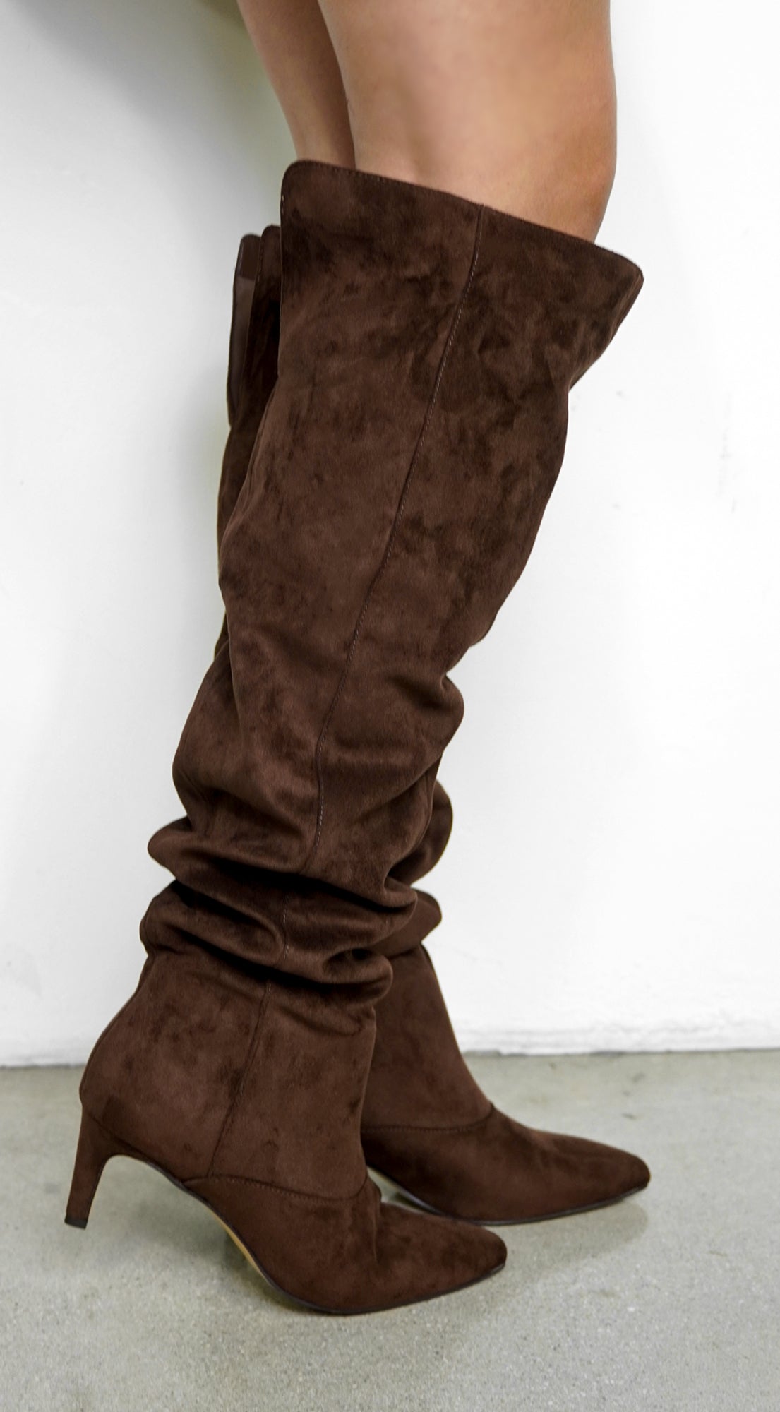 Sovana Suede Ruched Boots - Brown