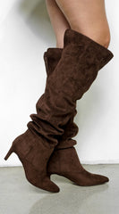 Sovana Suede Ruched Boots - Brown