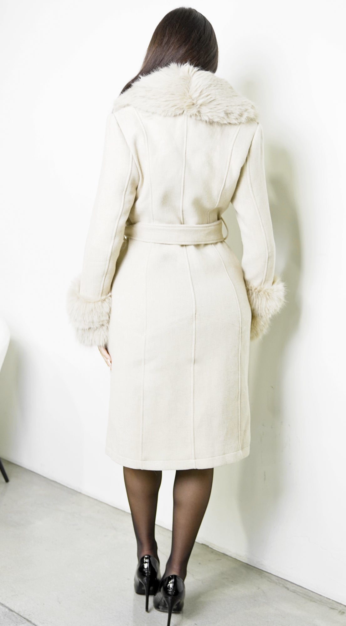 Renée Faux Fur Coat - Cream