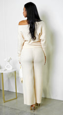 Rania Off Shoulder Wide Leg Set - Cream