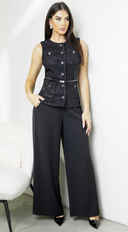 Leona Elasticized Wide Leg Pants - Black