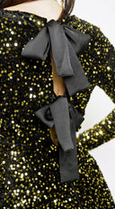 Éloria Velvet Sequin Long Sleeve Mini Dress - Black