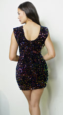 Prism Multi Color Sequin Mini Dress - Navy