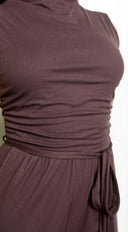 Cael Ribbed Mock Neck Jumpsuit - Brown