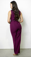 Rhen Asymmetric Draped Jumpsuit - Berry