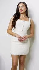 Avianne Tweed Sequin Mini Dress - Cream