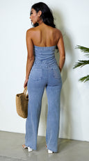 Dara Denim Tube Jumpsuit - Blue