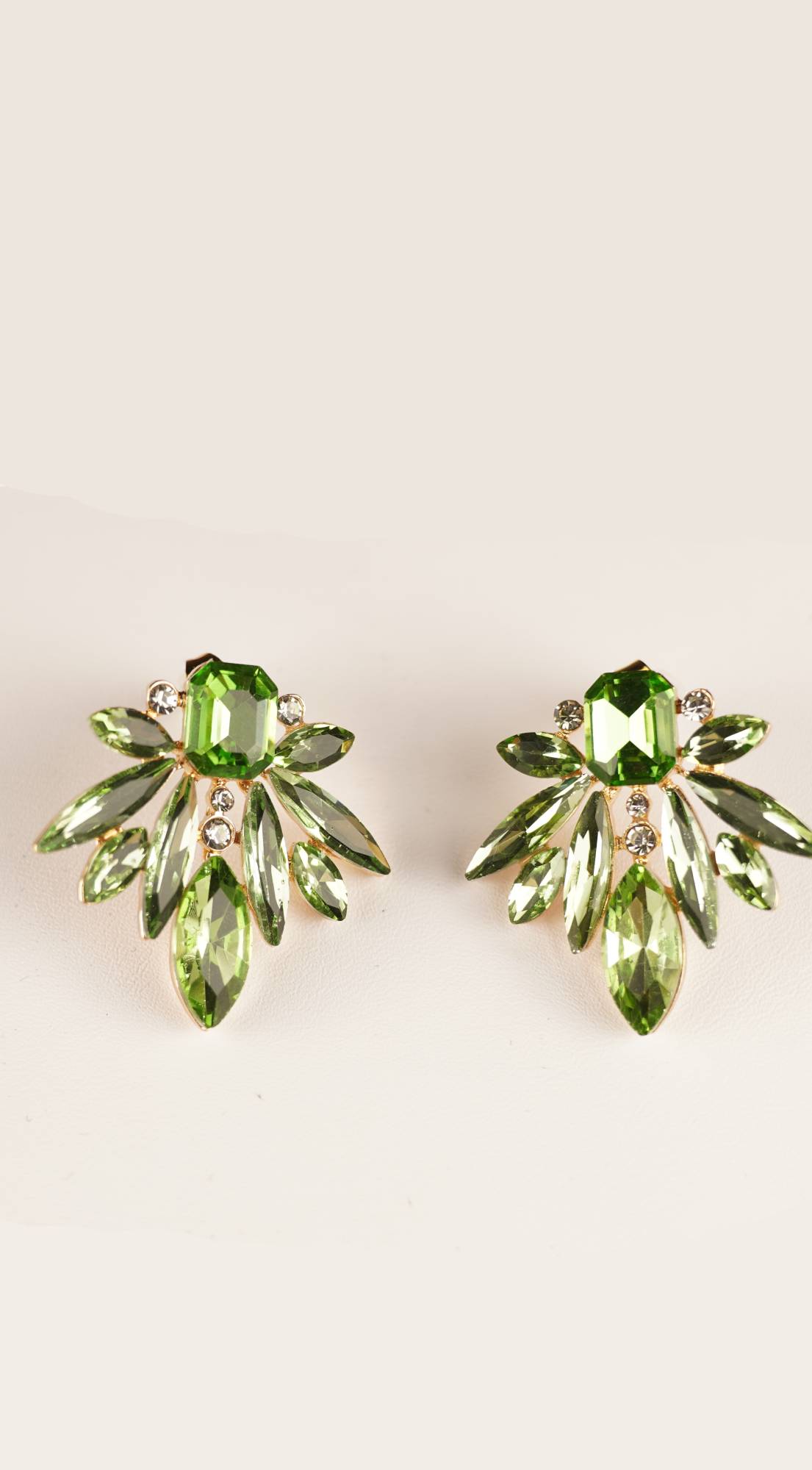 Ria Rhinestone Earrings - Green
