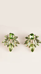 Ria Rhinestone Earrings - Green
