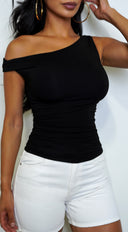 Nadia One Shoulder Top - Black