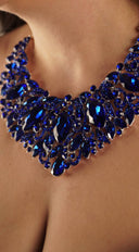 Glimmer Blue Sapphire Leaf Marquise Stone Necklace & Earrings Set