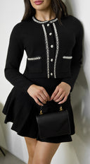 Amara Set in Black close-up of neckline and shoulder detail