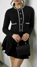 Amara Set in Black full length front view on model