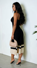 Mira Ribbed Two Tone Midi Dress - Black