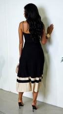 Mira Ribbed Two Tone Midi Dress - Black
