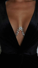Allure Elegance Crystal Bra Chain - Silver