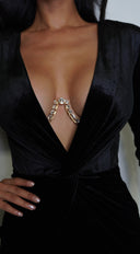 Allure Elegance Crystal Bra Chain - Gold
