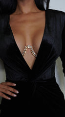 Allure Elegance Crystal Bra Chain - Gold