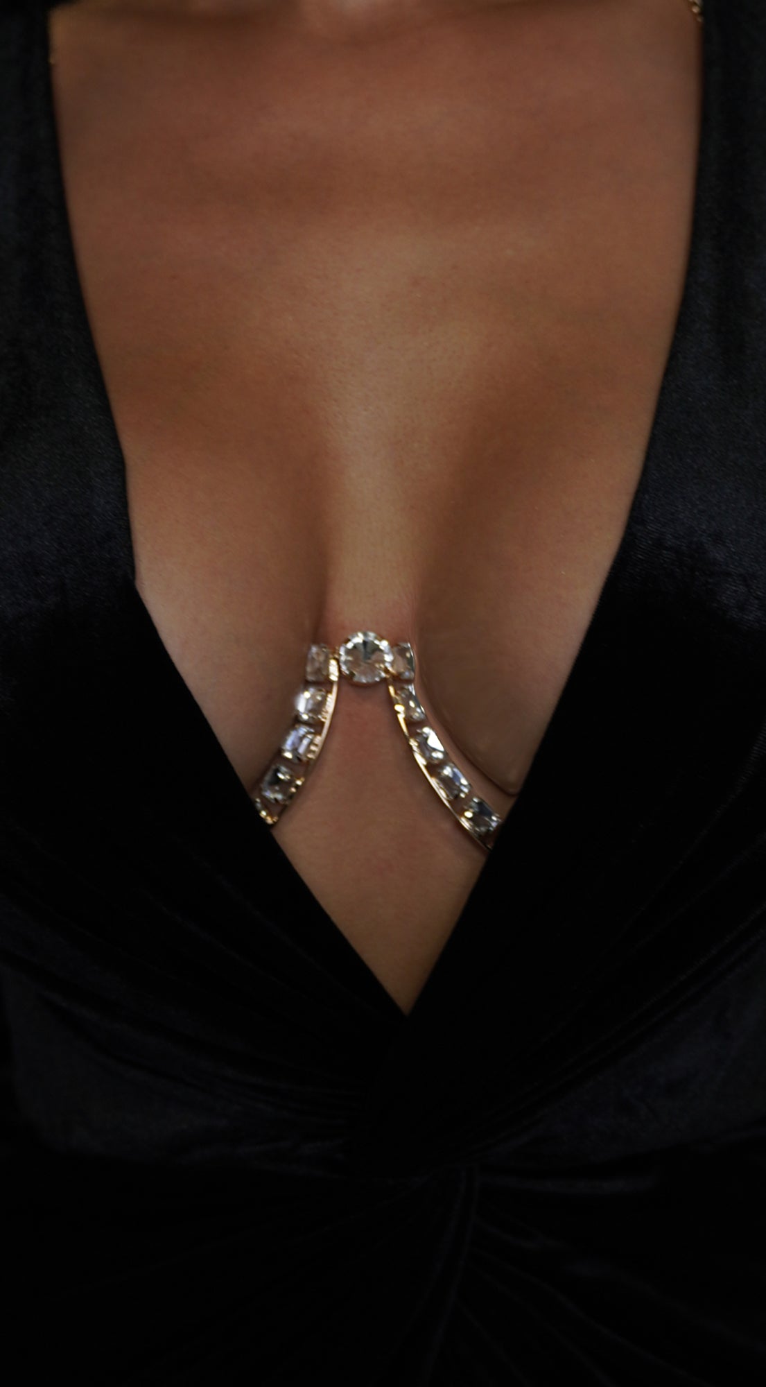 Allure Elegance Crystal Bra Chain - Gold