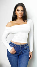 Harper Asymmetrical Off-Shoulder Top - Off White