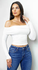 Harper Asymmetrical Off-Shoulder Top - Off White