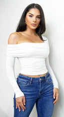 Harper Asymmetrical Off-Shoulder Top - Off White