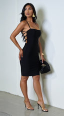 Maybelle Black Cross Back Bandage Dress