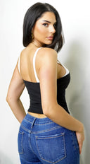 Naomi One-Shoulder Knit Top in Shoulder Knit Top - Black back view on model