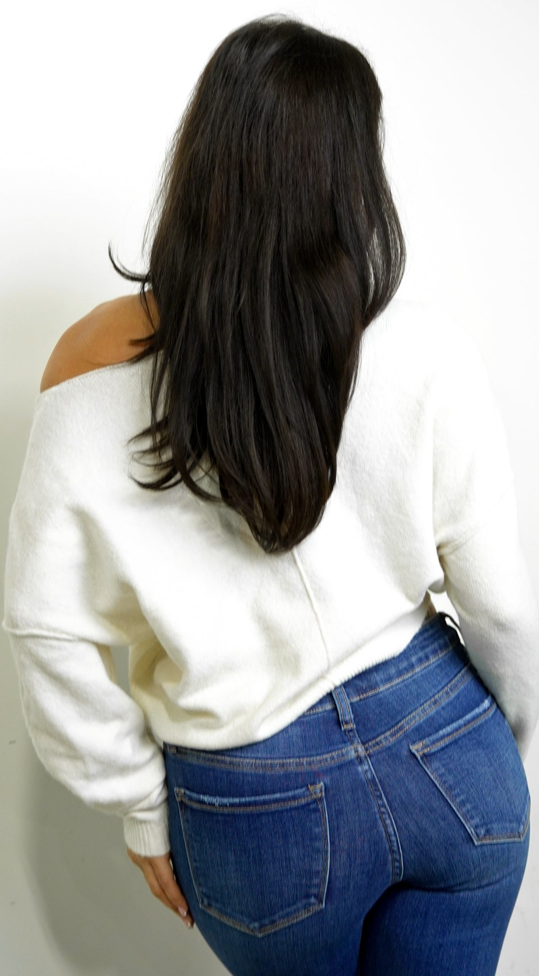 Celise Slouch Off Shoulder Knit Sweater - Cream