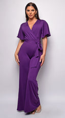 Bombay V Neck Jumpsuit - Purple