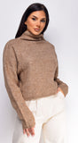 Surya Brown Marl Knit Mock Neck Sweater Top