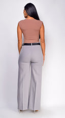 Cajsa Twill Straight Leg Pants - Gray