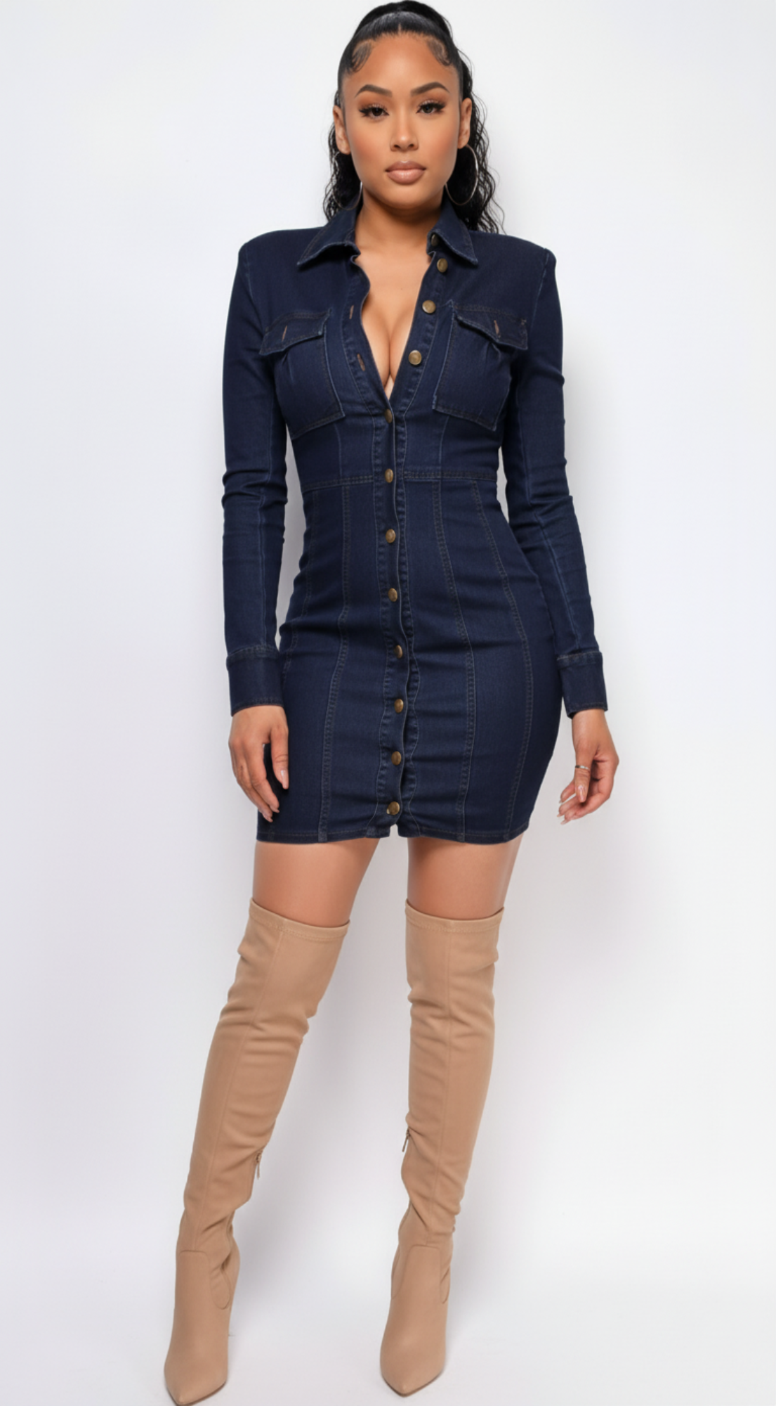 Rosable Dark Denim Dress - Blue