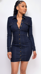 Rosable Dark Denim Dress - Blue